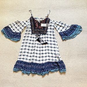 Leshop cold shoulder floral boho mini dress size Small